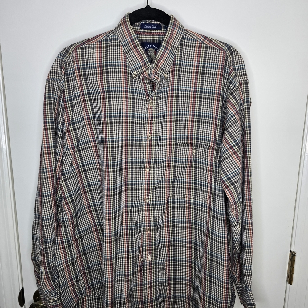 Vintage 90's Gant Red and Blue Casual Button Down Shirt Size Large